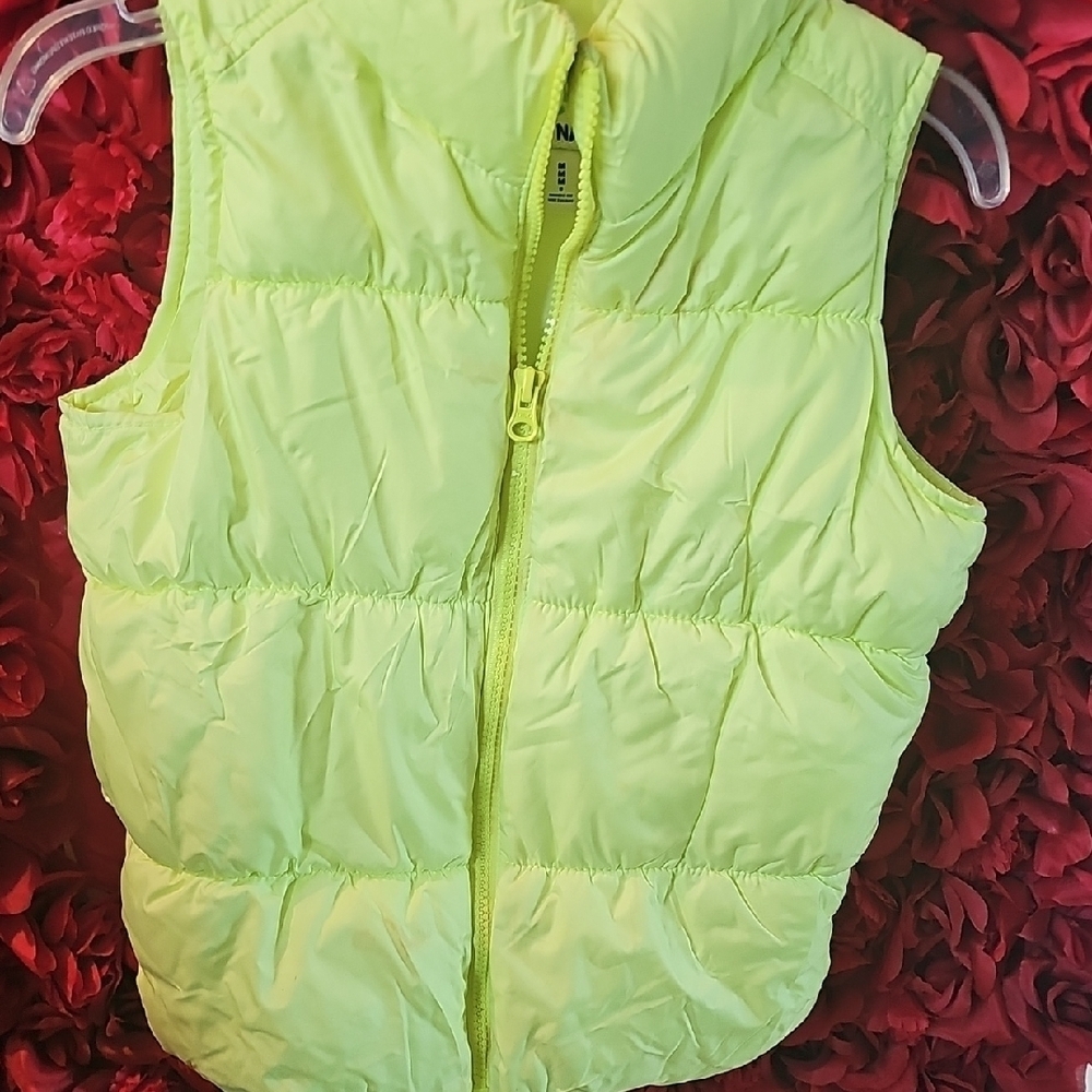 Old Navy Girls Lime Green Puffer Vest Size Medium